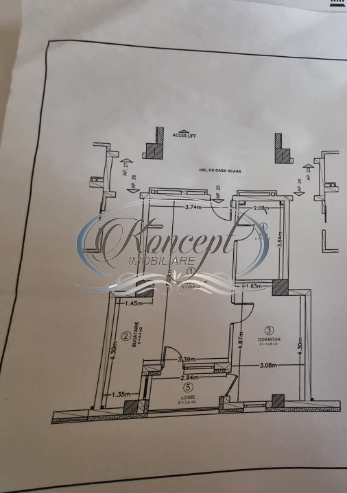 Apartament semifinisat cu CF in Columna Residence