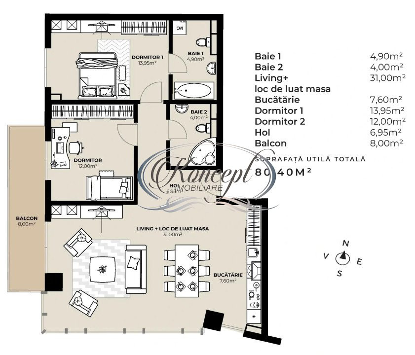 Apartament in ansamblu nou