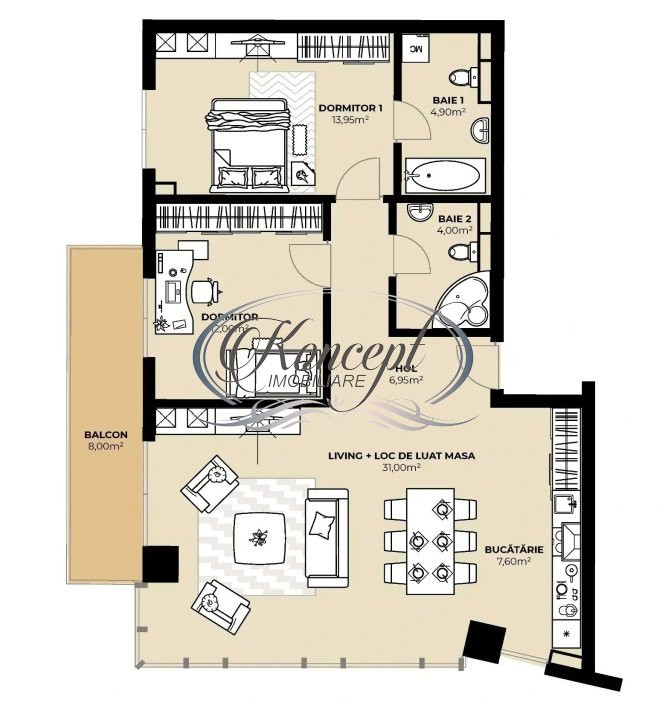 Apartament in ansamblu nou