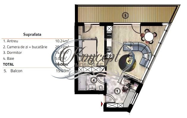 Apartament finisat, cu parcare